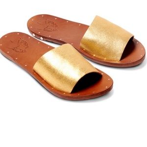 Gently worn Beek Gold Mockingbird Slide Sandal